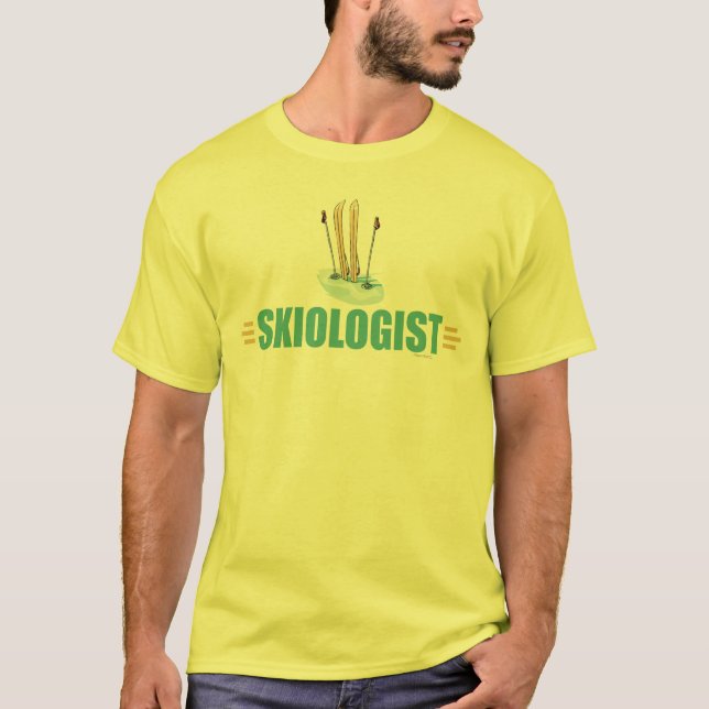 Lustigt Snö Skiing T-shirt (Framsida)