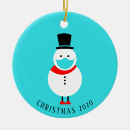 Lustigt Snögubbe i Ansikte Mask-Personligen - jul Julgransprydnad Keramik