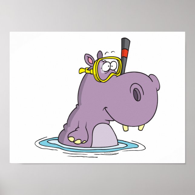 Lustigt snorkelsimmande hippo poster (Framsidan)