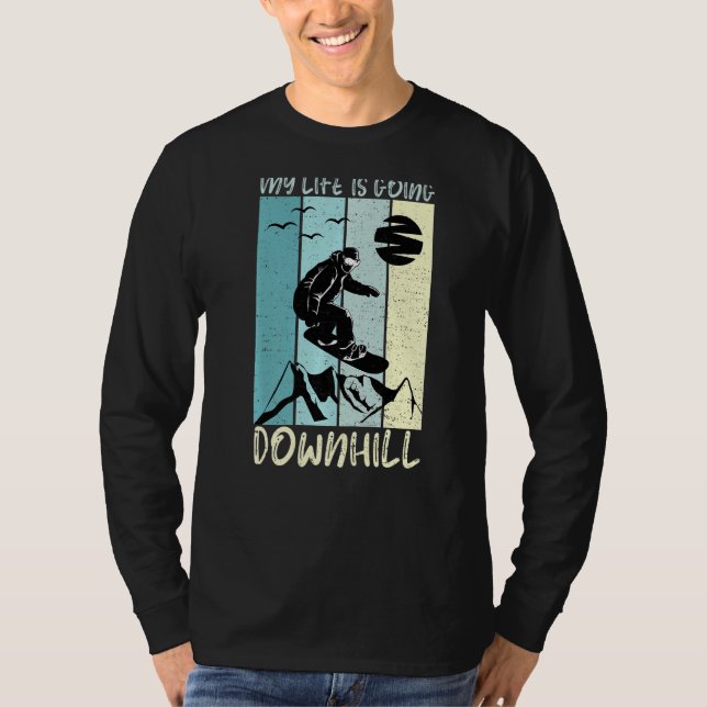 Lustigt snurrbord Tee Going Downhill Winter Sports (Framsida)