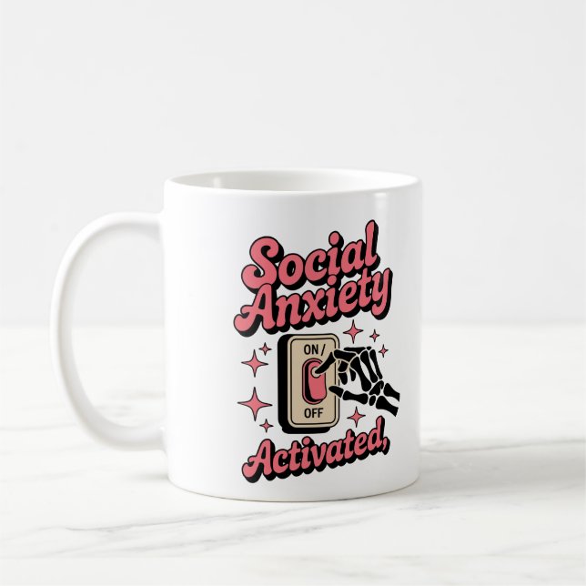 Lustigt Social Anxiety Skeleton for introduverts Kaffemugg (Vänster)