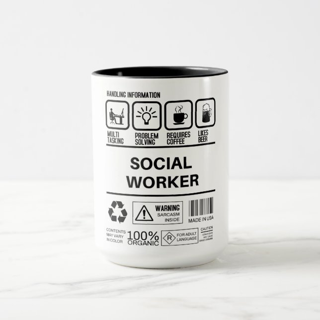 Lustigt Social-hanteringsinformation Mugg (Center)