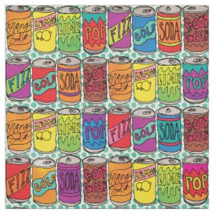 Lustigt soda Cans Coola Food Mönster Tyg