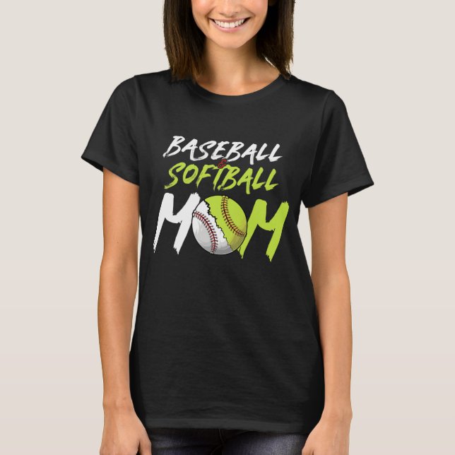 Lustigt Softball Baseball Mamma T-Shirt (Framsida)