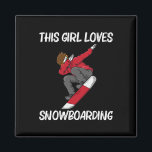 Lustigt solljardat för flickorna Kid Skier Snowboa Magnet<br><div class="desc">Lustigt softonbordning för flickor Kid Skier Snowboarder</div>
