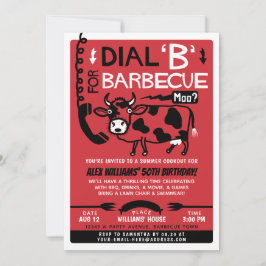 Lustigt sommarbarbecue Cookout| Retro 60s BBQ-kow Inbjudningar