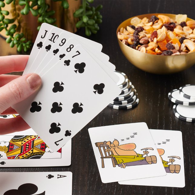 Lustigt Sömnig Man Napping med Sandwich Casinokort (Skapare uppladdad)