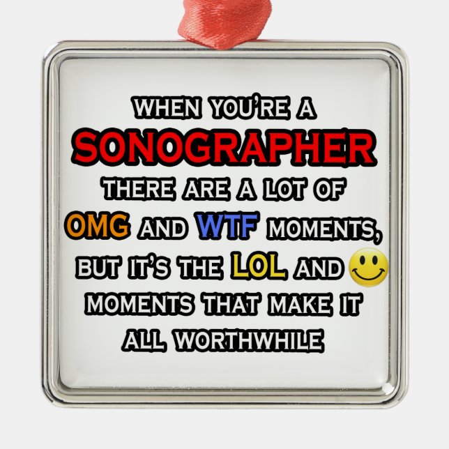 Lustigt Sonographer ... OMG WTF LOL Julgransprydnad Metall (Framsidan)