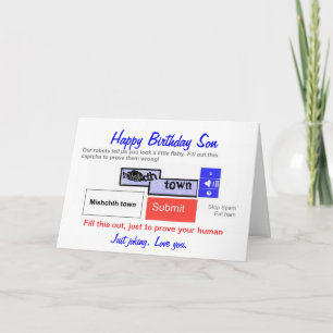 Lustigt Sons Birthday-kort. Är ni en robot? Kort