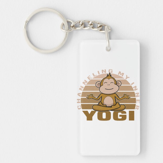 Lustigt söt apa som gör yoga. (Framsidan)