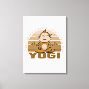 Lustigt söt apa som gör yoga. canvastryck