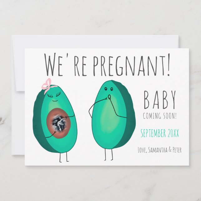 Lustigt söt avocado ultrasound gravid meddelande (Framsida)