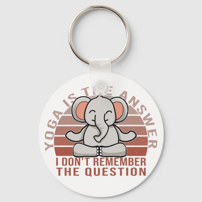Lustigt söt elefant som gör yoga. nyckelring (Framsida)