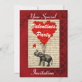 Lustigt söt elefant Valentines party Inbjudningar