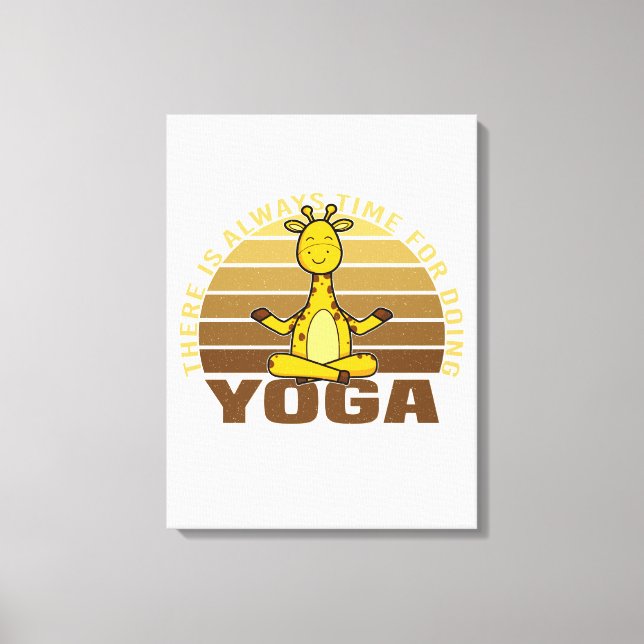 Lustigt söt giraffe som gör yoga. canvastryck (Framsida)