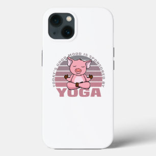 Lustigt söt gris som gör yoga.