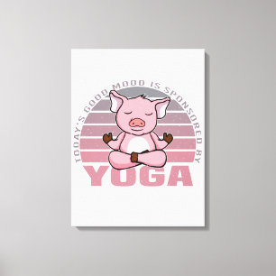 Lustigt söt gris som gör yoga. canvastryck
