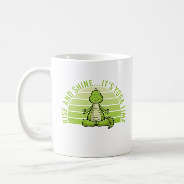 Lustigt söt krokodil som gör yoga. kaffemugg (Vänster)