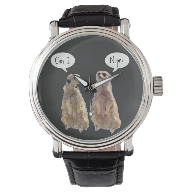 Lustigt, söt meerkats i konversationen armbandsur (Framsida)