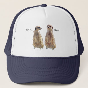Lustigt, söt meerkats i konversationen keps