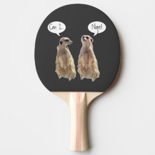 Lustigt, söt meerkats i konversationen pingisracket