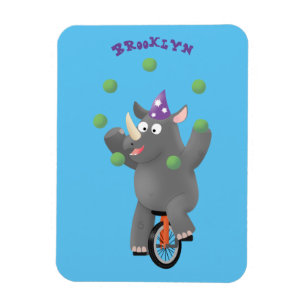 Lustigt söt noshörande med unicycle magnet