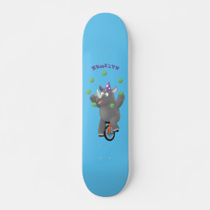 Lustigt söt noshörande med unicycle mini skateboard bräda 18,5 cm
