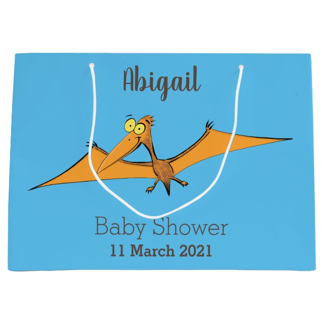 Lustigt söt orange tecknad av pterodactyl (Framsidan)