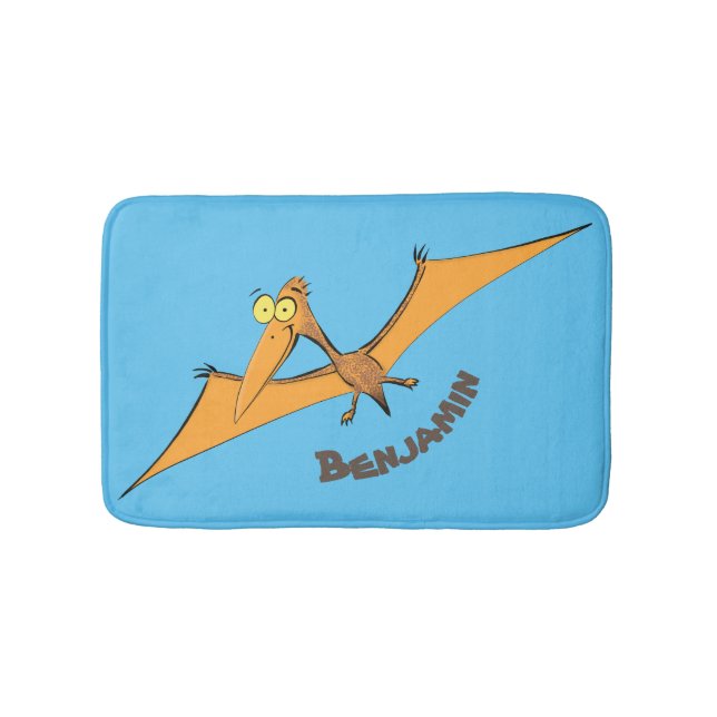 Lustigt söt orange tecknad av pterodactyl badrumsmatta (Framsidan)