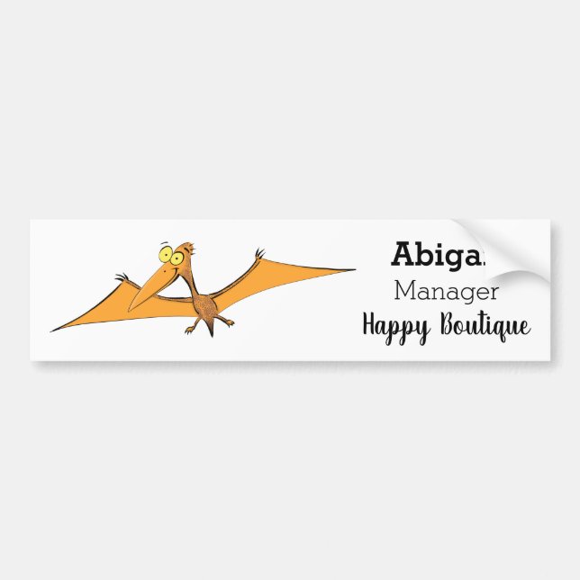 Lustigt söt orange tecknad av pterodactyl bildekal (Framsidan)
