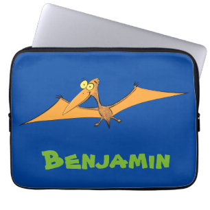 Lustigt söt orange tecknad av pterodactyl laptop fodral