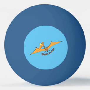 Lustigt söt orange tecknad av pterodactyl pingisboll