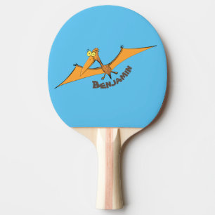Lustigt söt orange tecknad av pterodactyl pingisracket
