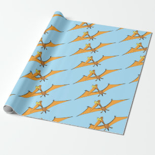 Lustigt söt orange tecknad av pterodactyl presentpapper