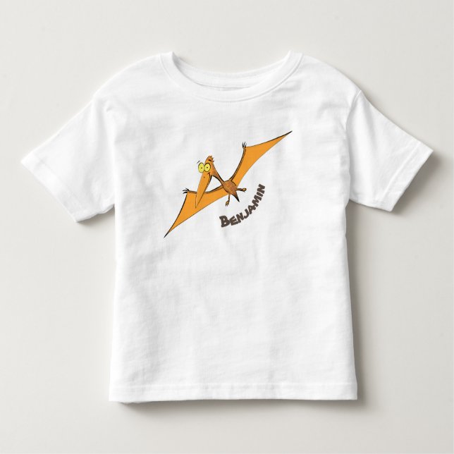 Lustigt söt orange tecknad av pterodactyl t shirt (Framsida)