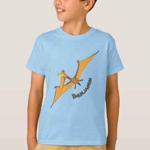 Lustigt söt orange tecknad av pterodactyl t shirt