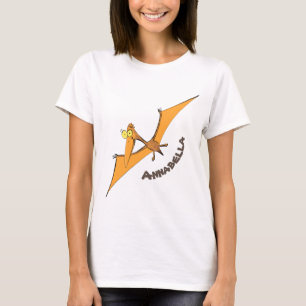 Lustigt söt orange tecknad av pterodactyl t shirt
