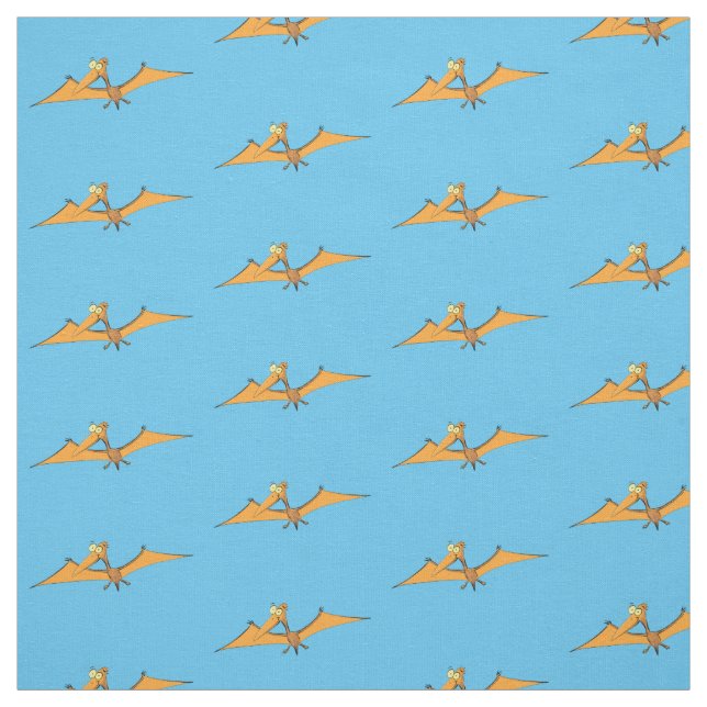 Lustigt söt orange tecknad av pterodactyl tyg (Provkarta)