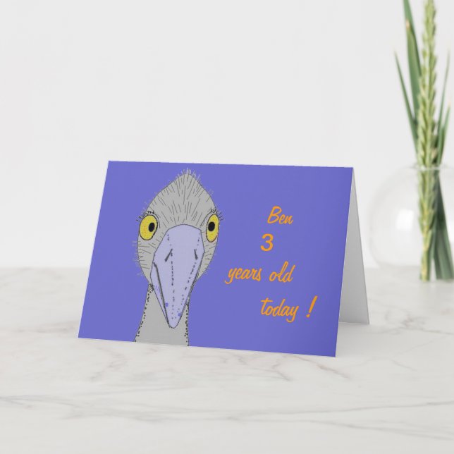 Lustigt, söt Ostrich. Lägg till år, födelsedagskor Kort (Framsida)