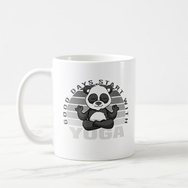 Lustigt söt panda som gör yoga. kaffemugg (Vänster)