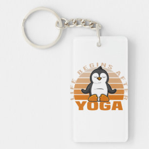 Lustigt söt penguin som gör yoga.