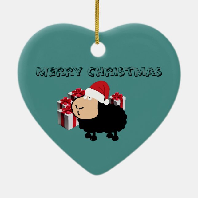 Lustigt söt Santa tecknad får jul Julgransprydnad Keramik (Baksidan)