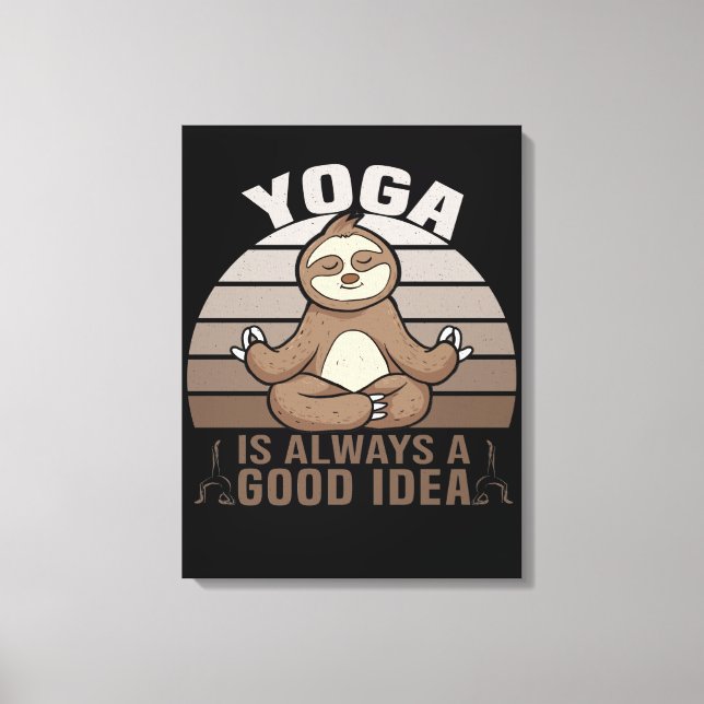 Lustigt söt sluttning som gör yoga. canvastryck (Framsida)