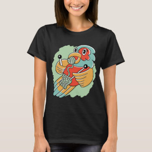 Lustigt söt tecknad parrot stickande ull sticka pa t shirt