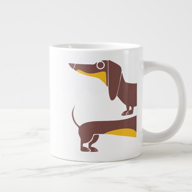 Lustigt sött dachshund för lång hund förälder jumbo mugg (Höger)