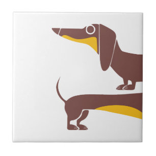 Lustigt sött dachshund för lång hund förälder kakelplatta