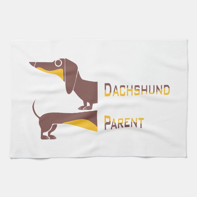 Lustigt sött dachshund för lång hund förälder kökshandduk (Horisontell)