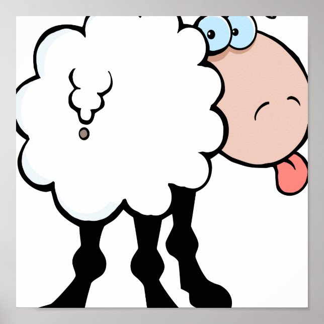 Lustigt sött får som sticker ut tunga från baksida poster (Framsidan)