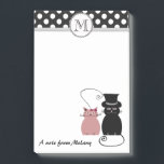 Lustigt sött giftigt kattpar polka dots monogram post-it block<br><div class="desc">Ett underbart kattpar gör den här designen väldigt chic och finare. Sofistikerad och konstnärlig sammansättning av färg. Ett modernt, unikt grafiskt konstverk som skapats för dig. Du kan anpassa den här produkten genom att lägga till ditt eget namn-smeknamn eller monogram eller genom att ändra text. Du kan välja bakgrund färg...</div>