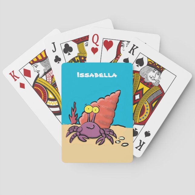 Lustigt sött lila tecknad örmkrabba casinokort (Baksidan)